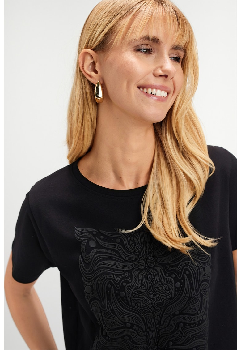 Tricou de bumbac cu imprimeu - Negru