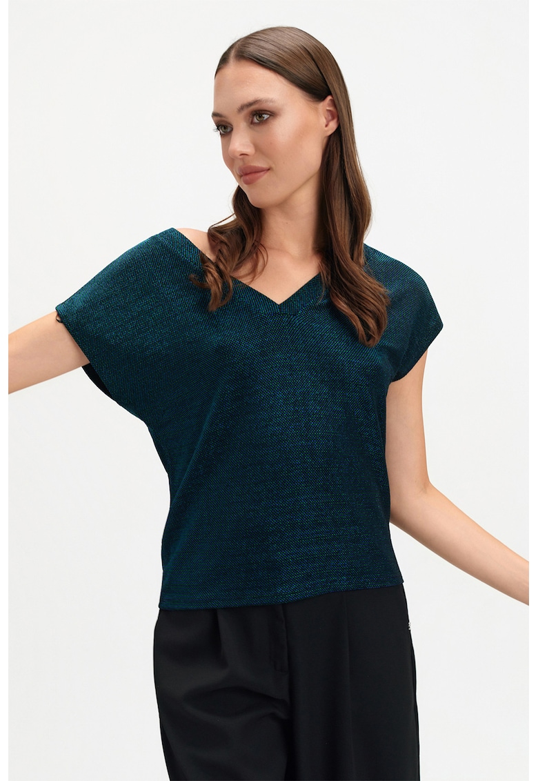 Bluza cu decolteu in V si maneci scurte