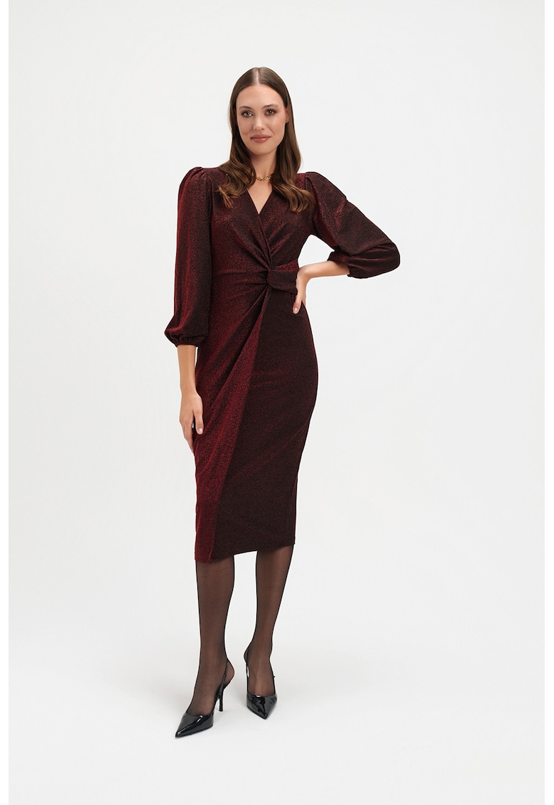 Rochie midi cu maneci bufante