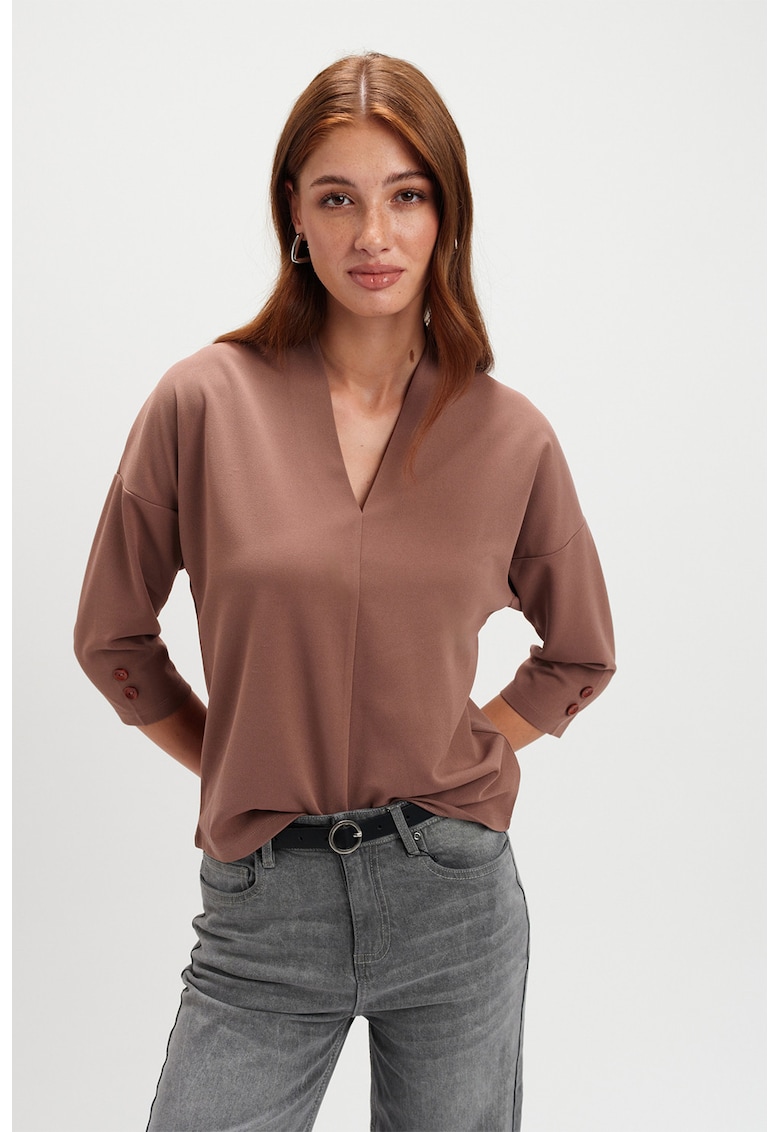 Bluza cu decolteu in V si maneci 3/4
