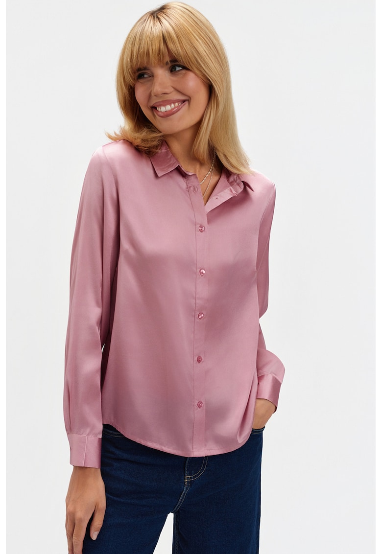 Camasa de satin cu maneci lungi