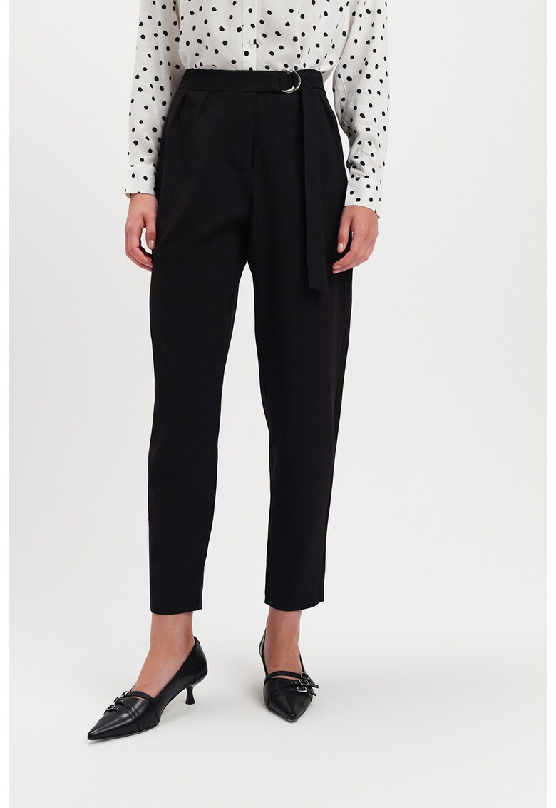 Pantaloni crop cu talie inalta - Negru