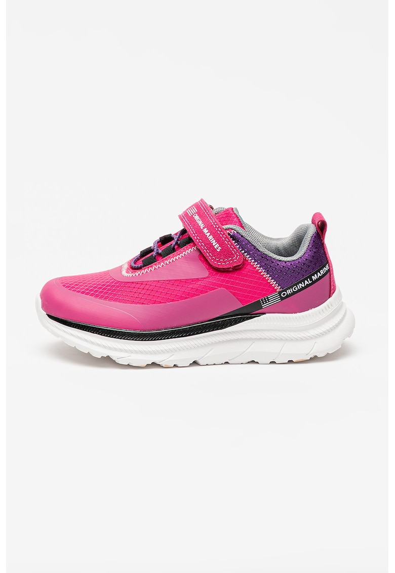 Pantofi sport cu insertii din plasa si velcro - Fucsia