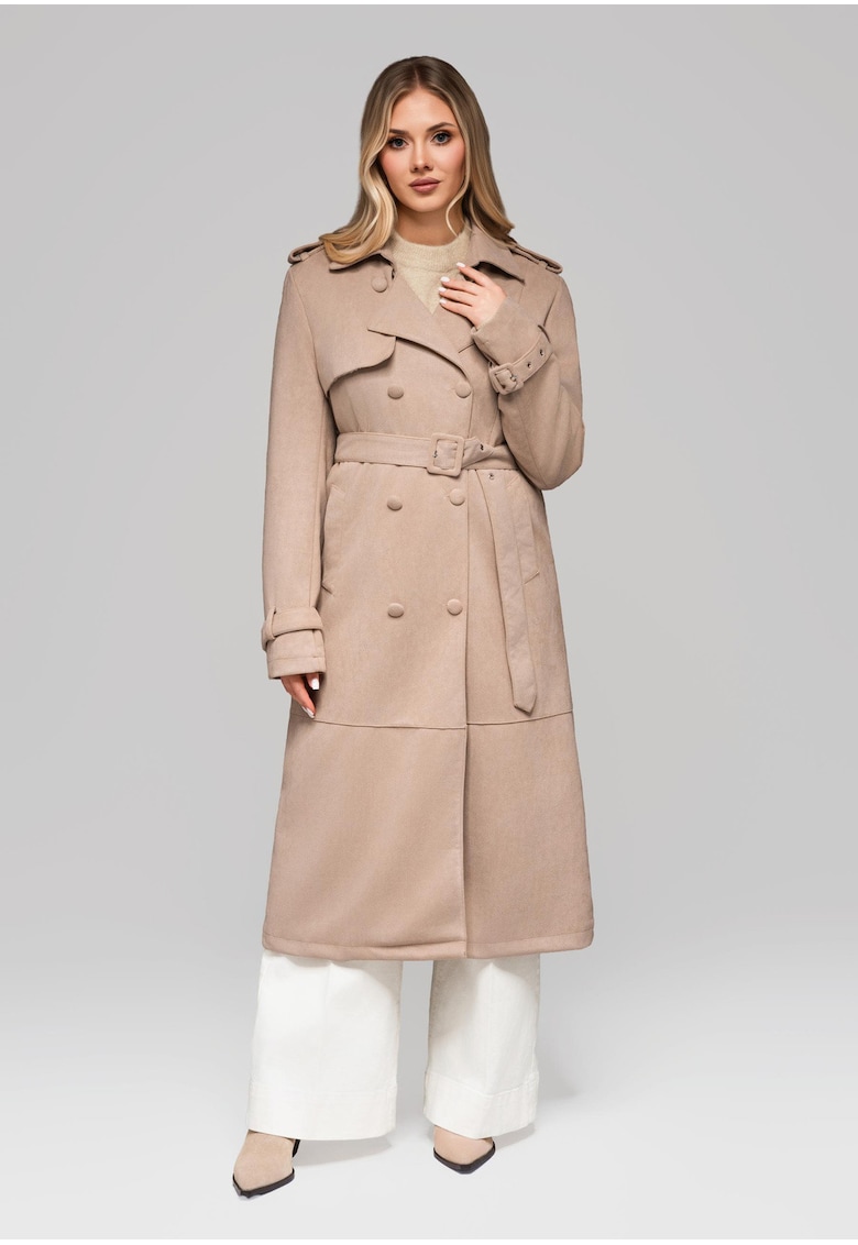 Palton lung trenc OW-COLC-0107 - Bej -