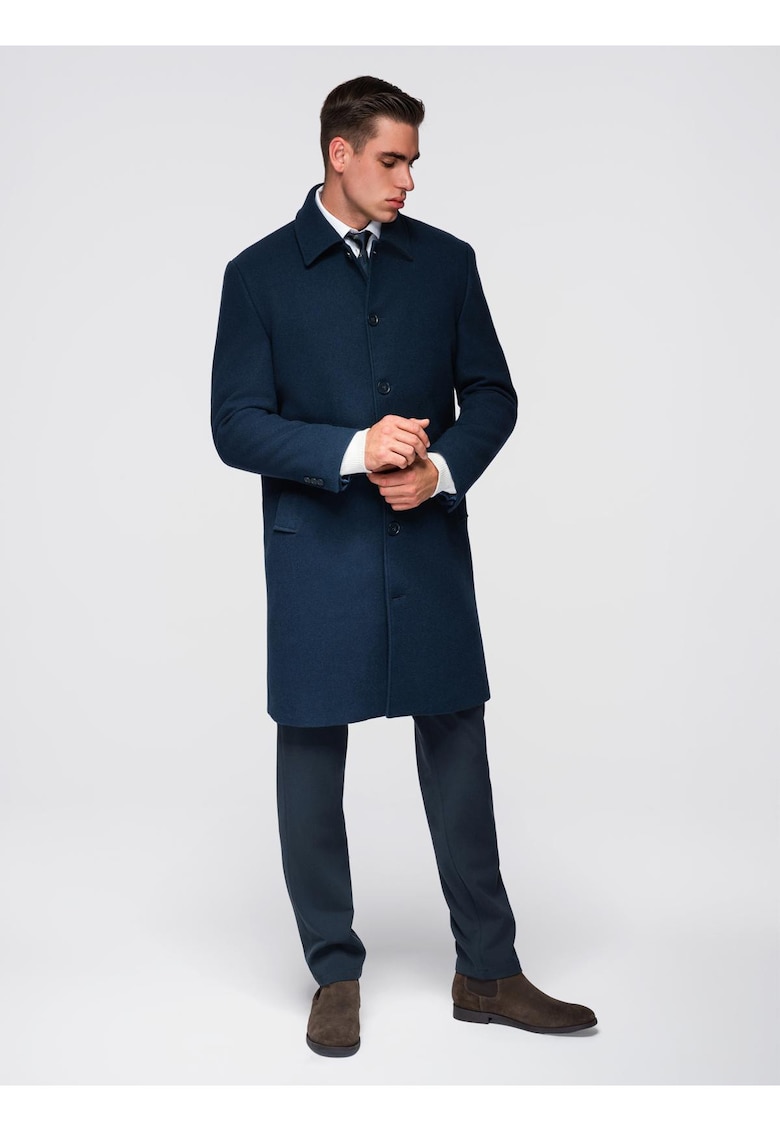 Palton lung cu singur rand de nasturi si captuseala OM-COWC-0135