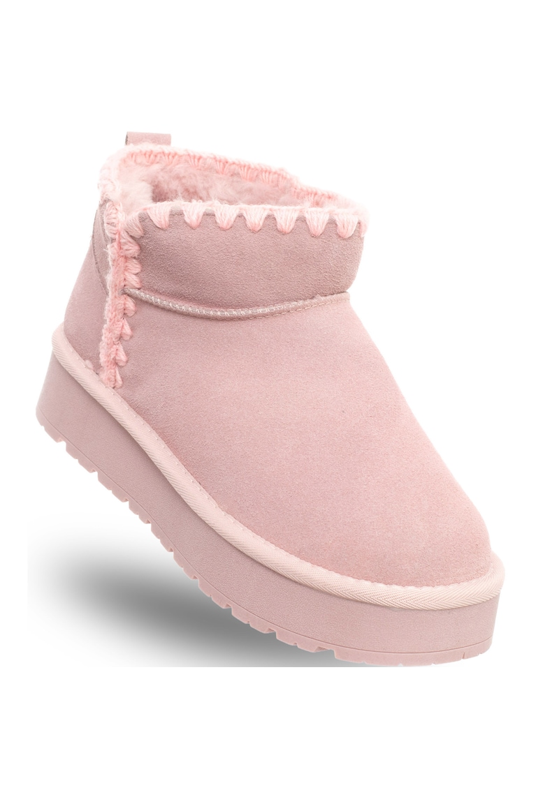 Ghete dama - Mistik Suede Lotus - roz - piele naturala - platforma de 4 cm -