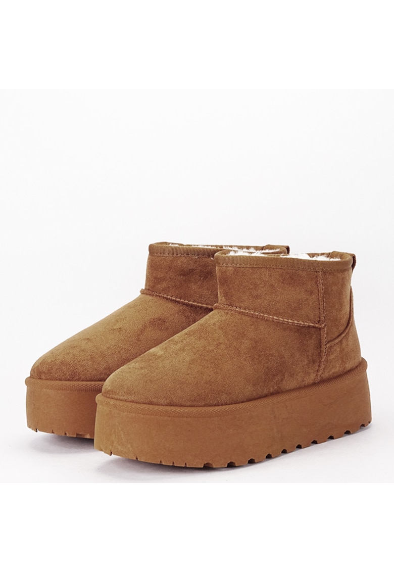 Ghete camel imblanite cu talpa groasa B-LT33-43 112 11380 - Maro camel