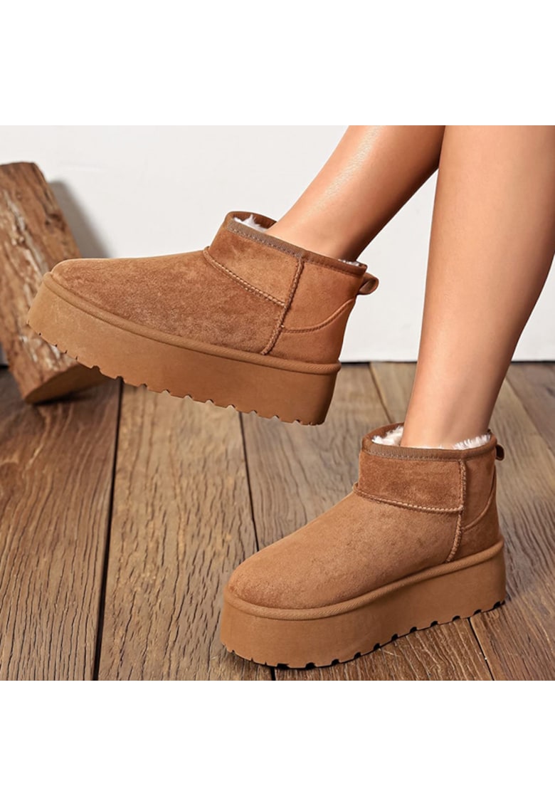 Ghete camel imblanite cu talpa groasa LT33-43 112 18803 - Bej