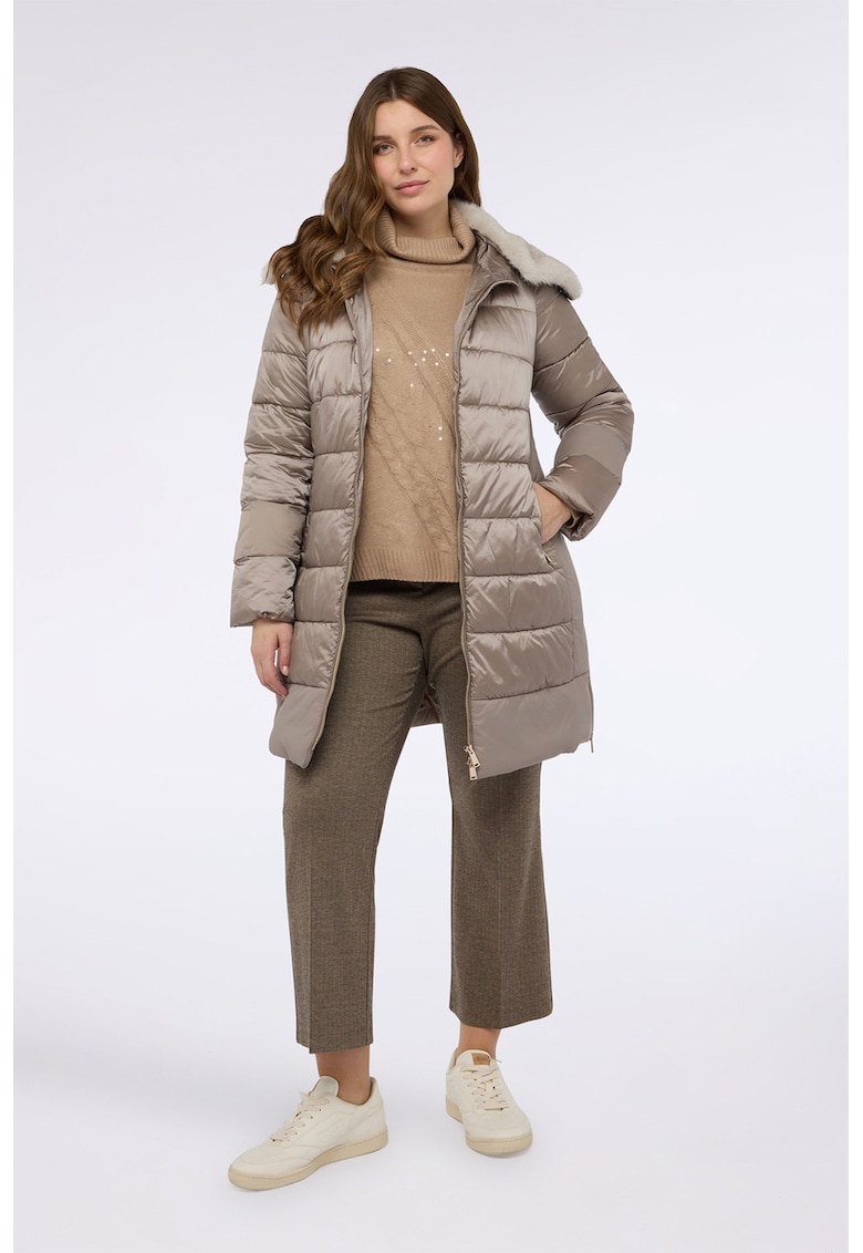 Geaca cu guler cu blana sintetica