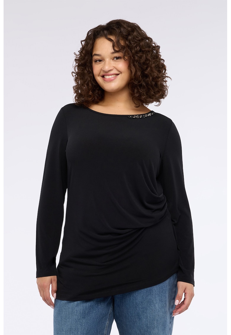 Bluza cu detaliu drapat si decolteu barcuta