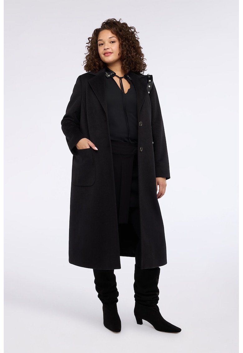 Bluza cu aplicatii din strasuri pe guler - Negru