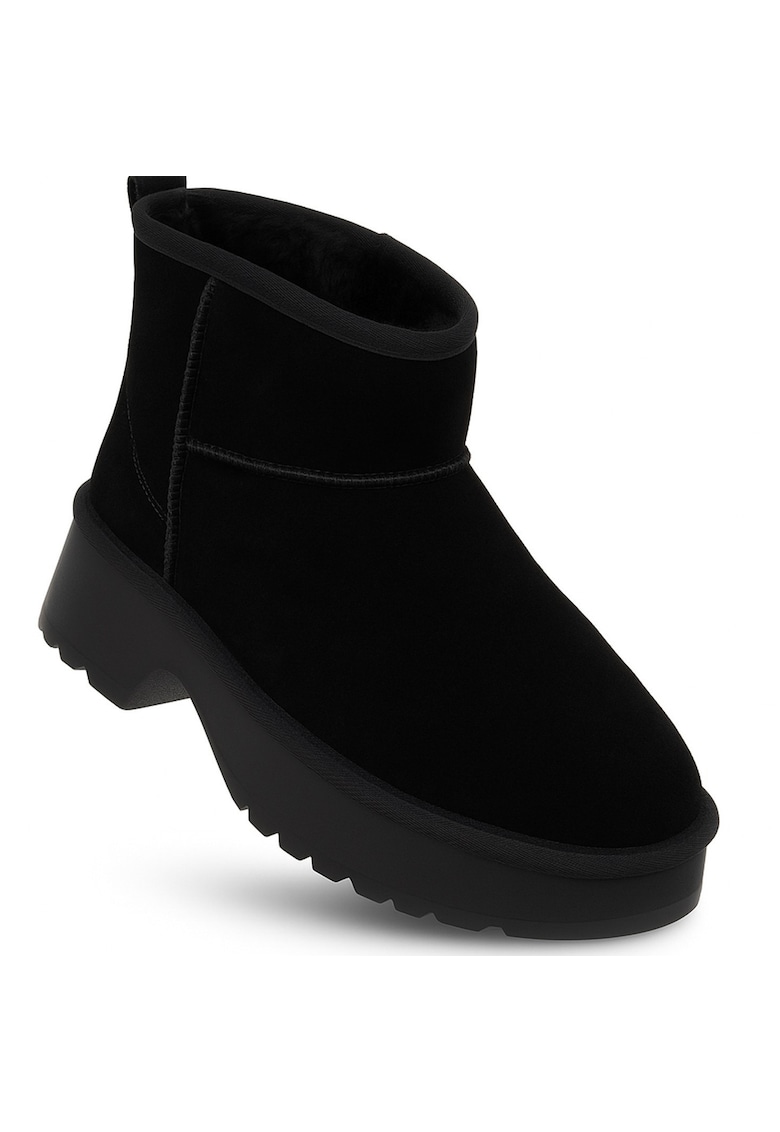 Ghete dama - piele naturala - negru - platforma din spuma - toc 5cm