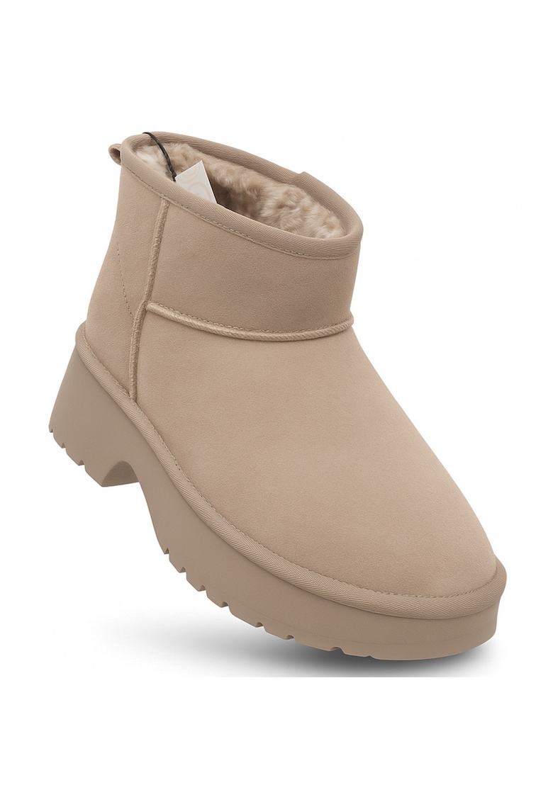 Ghete dama - SSW521P30/03 - piele naturala - bej - material textil
