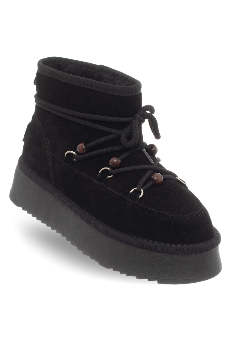 Ghete dama - SSW521P72/03 STONES - piele naturala - negru - talpa din spuma
