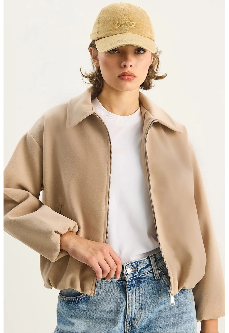Geaca dama - HiCCUP - LUCCI Jacheta scurta - bej natural - textil