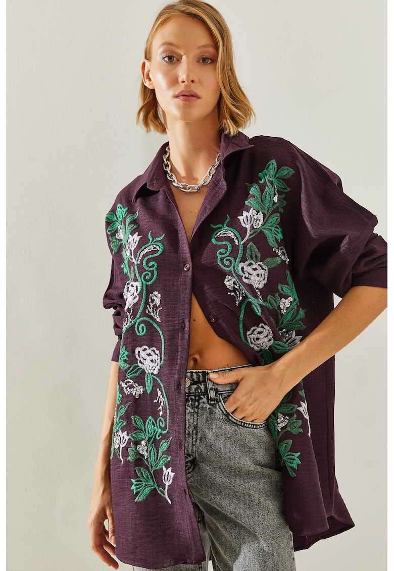 Camasa dama supradimensionata - mov ametist - Violet