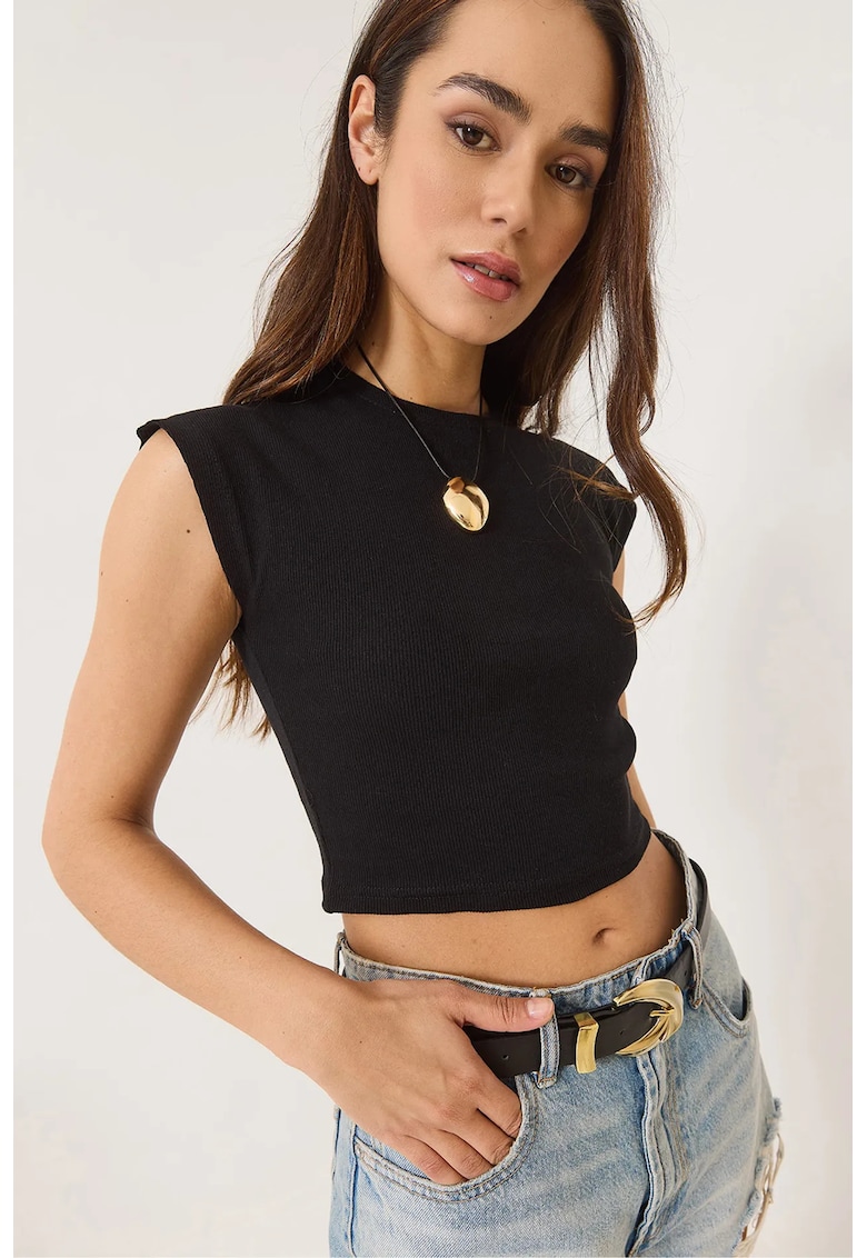 Tricou dama - HiCCUP - scurt - negru - jerseu -