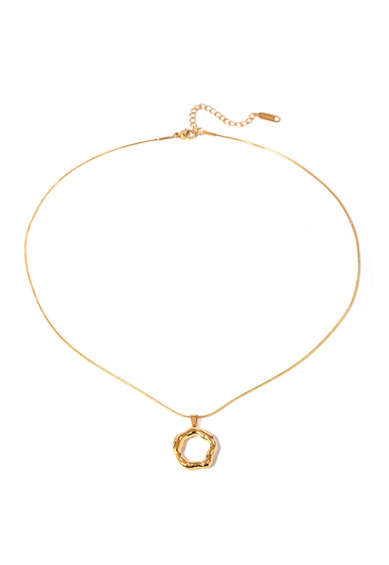Colier dama din otel inoxidabil - placat PVD cu aur 18K - cu pandantiv - design minimalist - lungime 45 + 6 cm