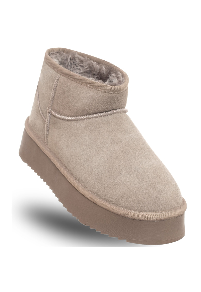 Ghete dama HUGH PLATFORM - gri - piele naturala
