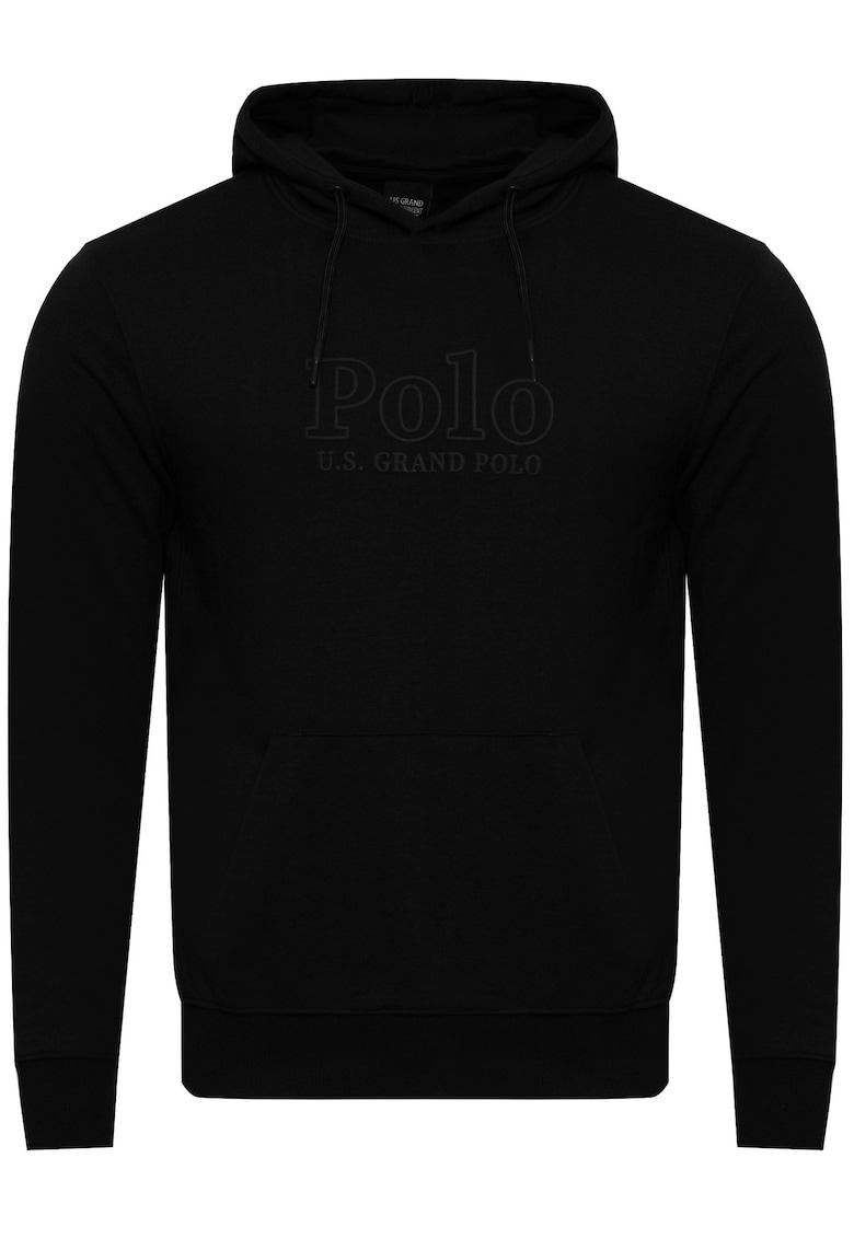 Hanorac barbati - U.S. GRAND POLO - model HOODIE US52328M/4008 - negru - bumbac si poliester - buzunar cangur -