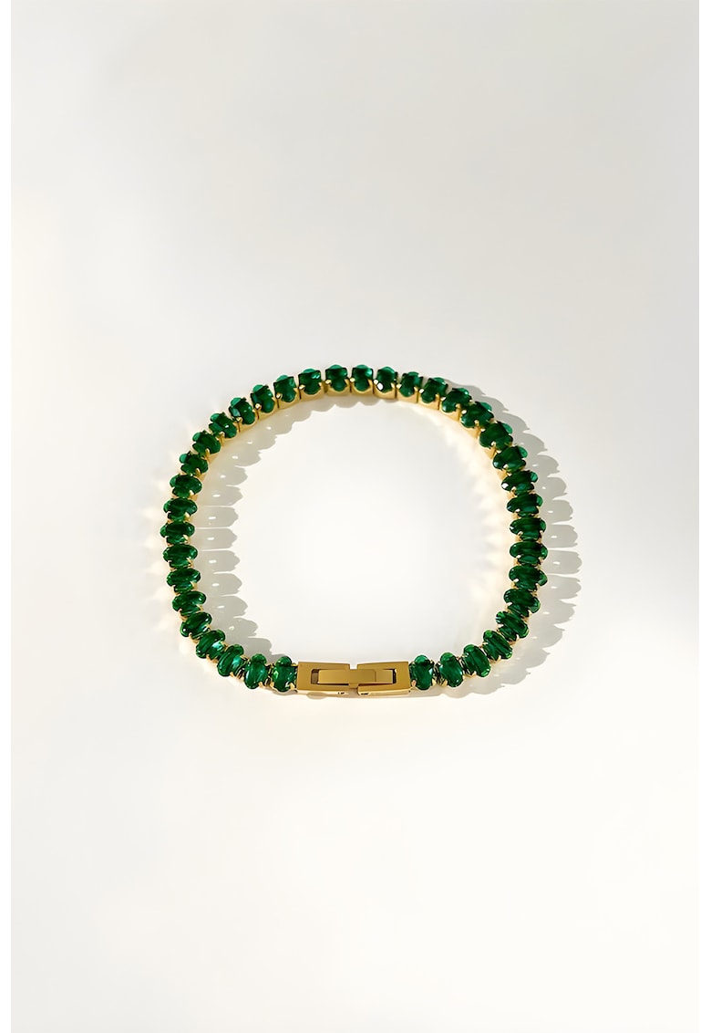Bratara de otel inoxidabil placata cu aur de 18K - Verde/Auriu