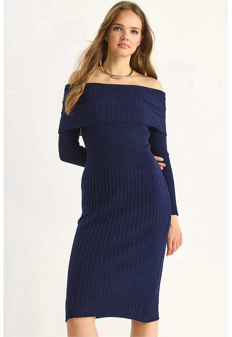 Rochie Midi - Albastru marin - Tricot -