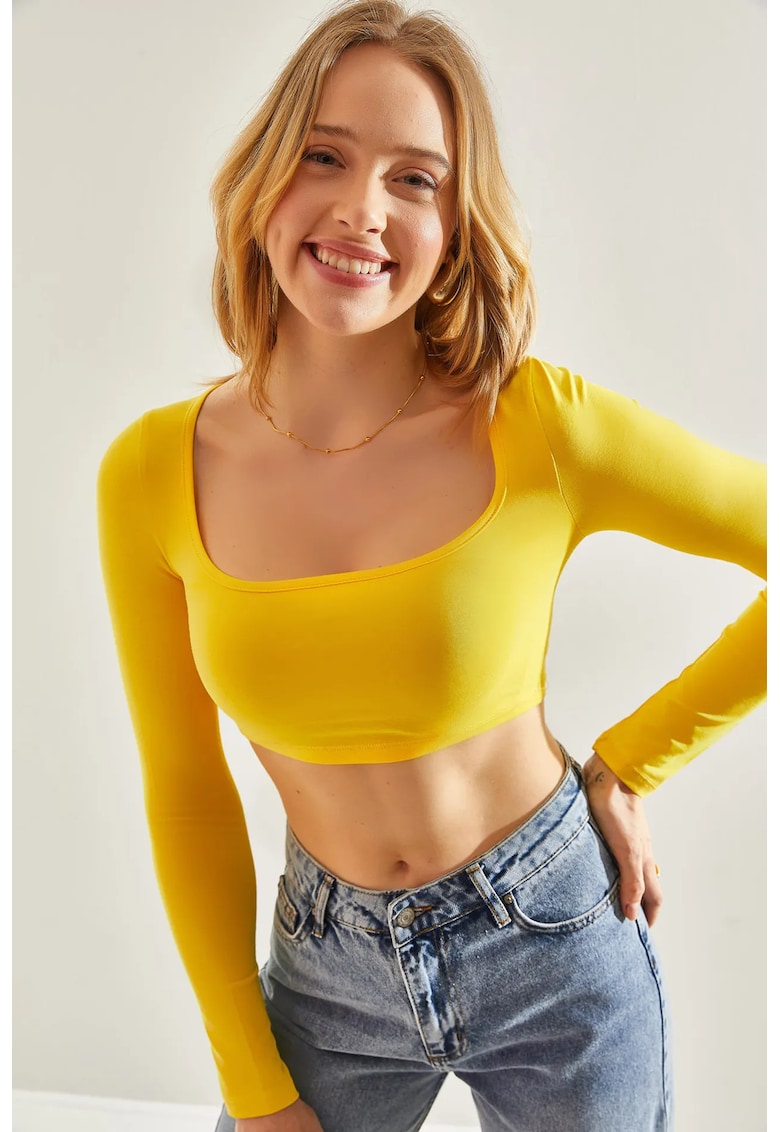 Bluza dama - HiCCUP - top scurt - galben lamaie - jerseu