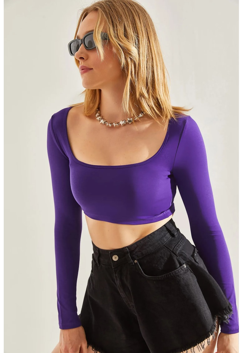 Bluza dama - HiCCUP - top scurt - mov ametist - jerseu