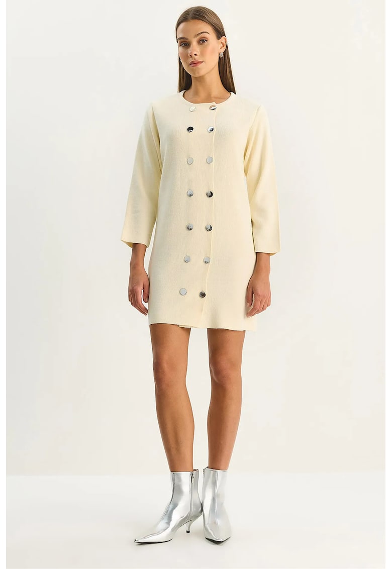 Rochie mini - tricotata - Crema naturala -