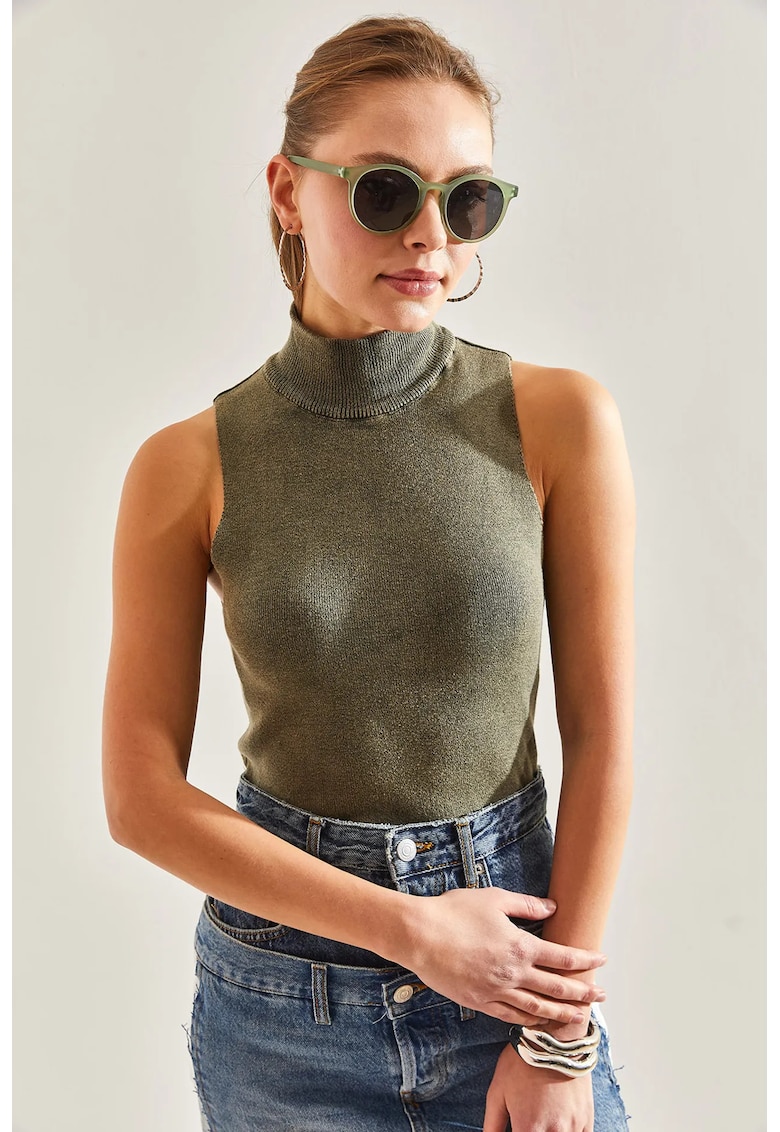 Bluze - Comerciant Femei - Bluza tricotata cu guler LUCCI - Verde -