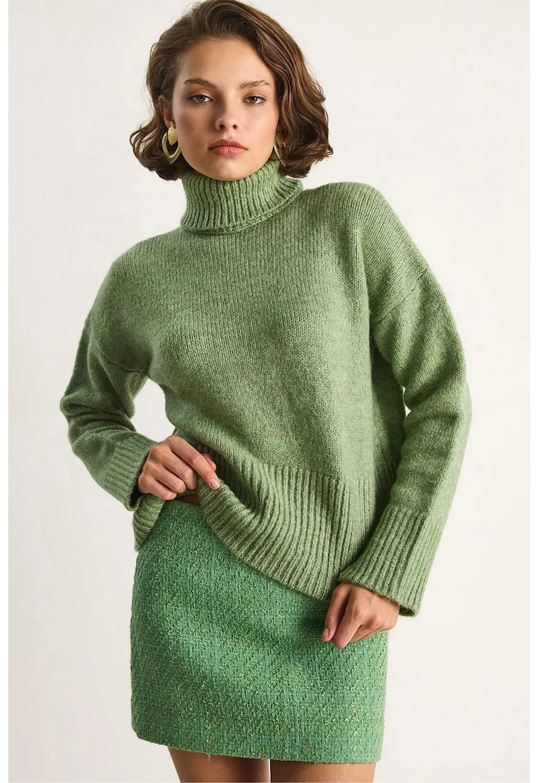 Pulover dama - pulover supradimensionat - verde pin - tricot - Verde de pin -