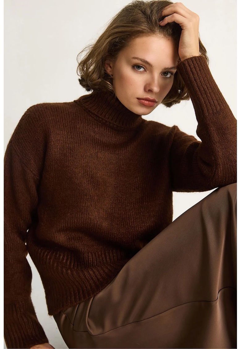 Pulover dama - pulover supradimensionat - tricot - Mocha Brown -