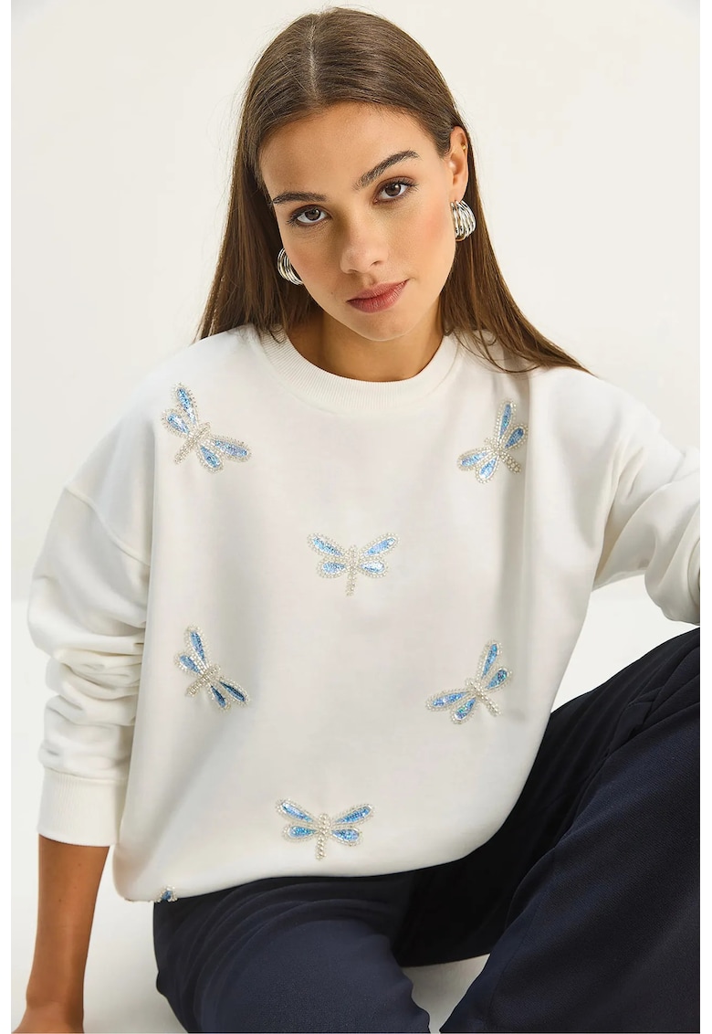 Bluza dama - model fluture - alb - textil