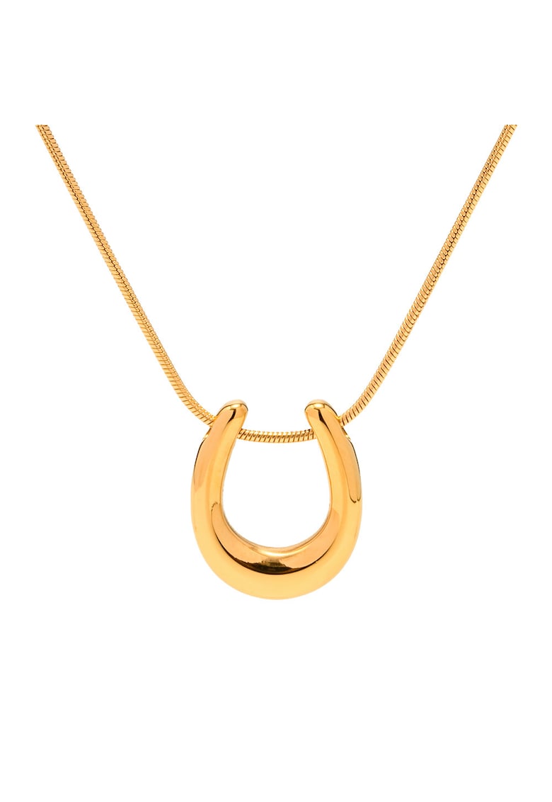 Colier dama din otel inoxidabil - placat PVD cu aur 18K - cu pandantiv - design minimalist - lungime 45 + 5 cm