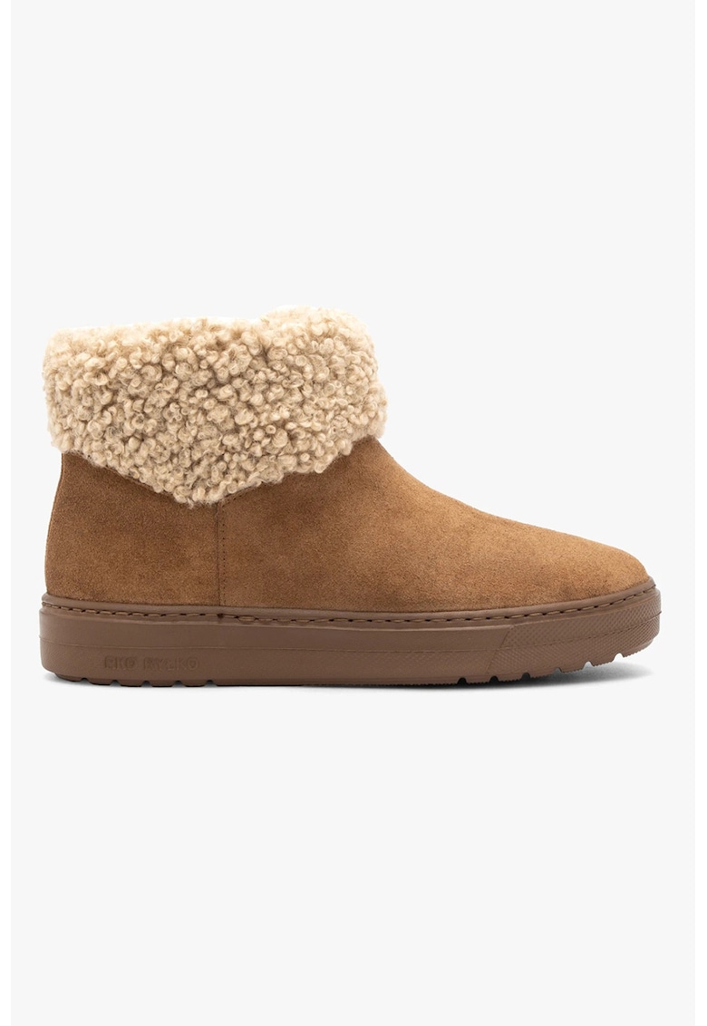 Ghete de piele intoarsa cu garnituri de blana shearling