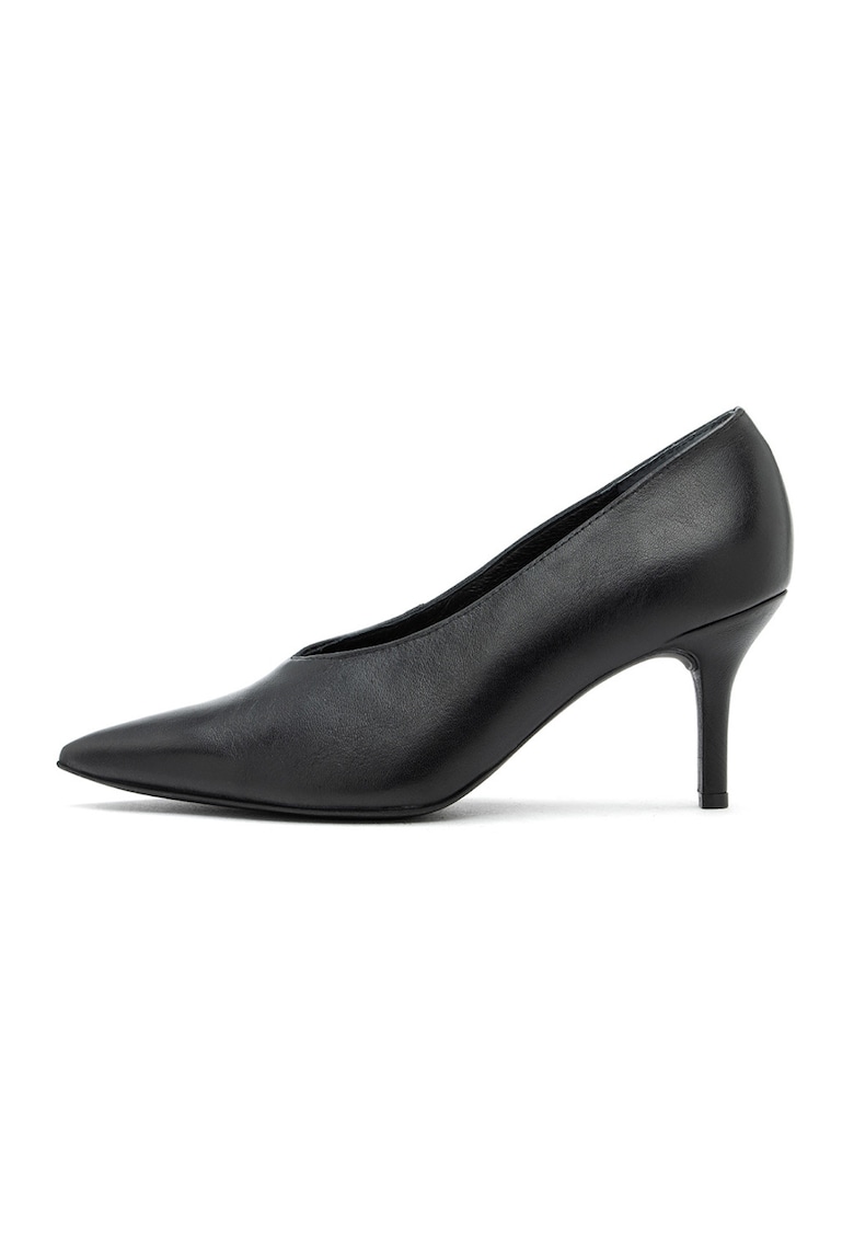 Pantofi de piele cu varf ascutit Irena - Negru