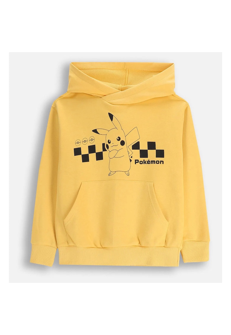 Hanorac galben cu gluga - motiv Pokemon - material bumbac - pentru baieti -