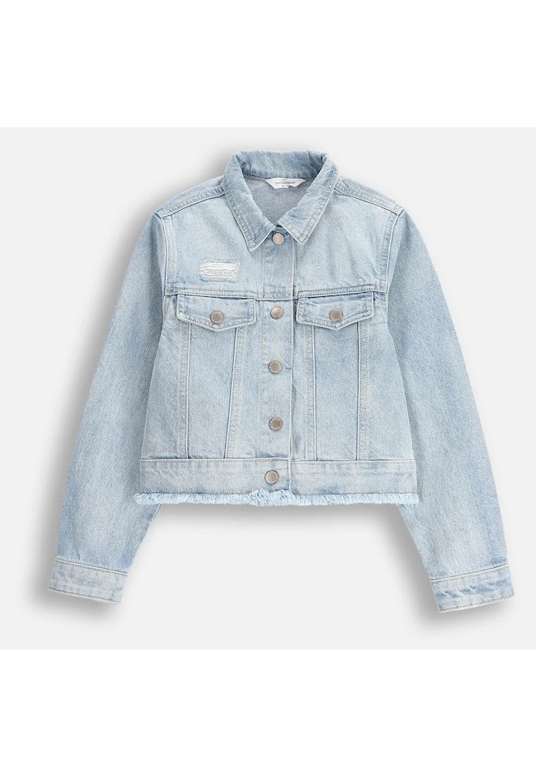 Jacheta din denim cu buzunare la piept -