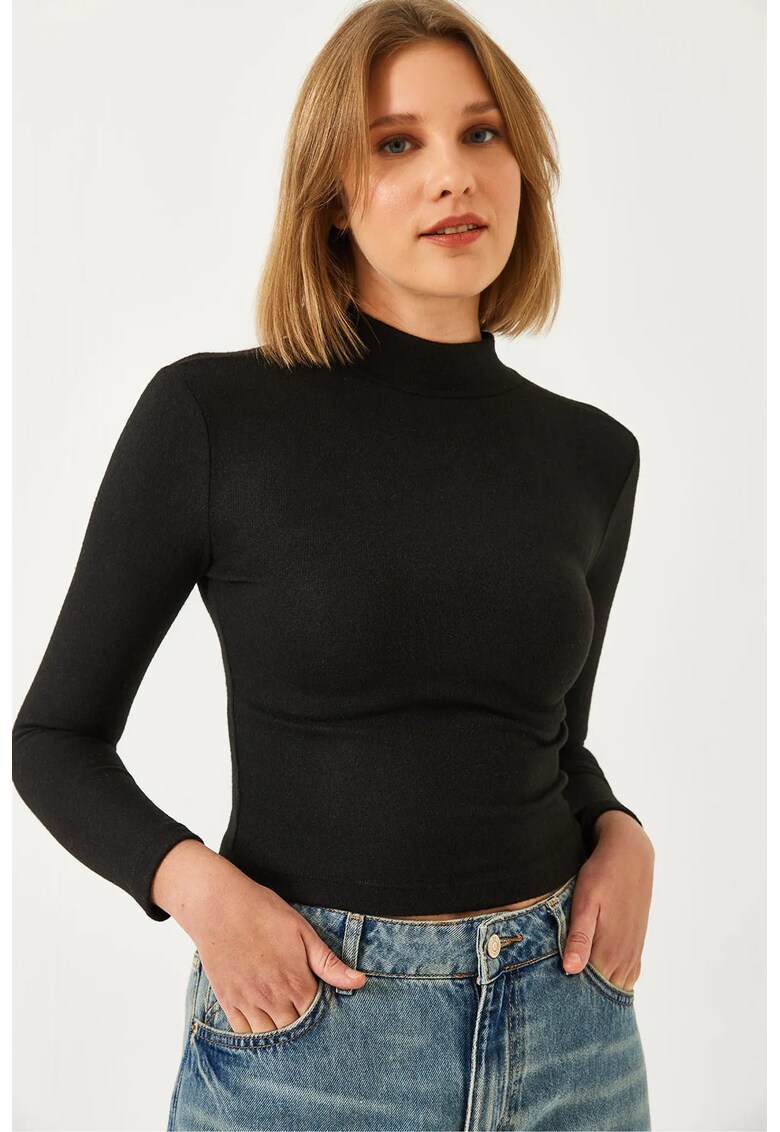 Topuri - Femei - LUCCI Slim Fit Half Turtleneck Top - Negru -