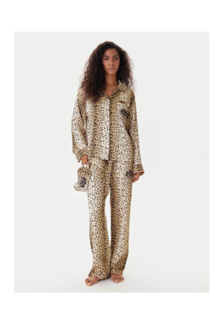 Pijamale dama bej - imprimeu leopard