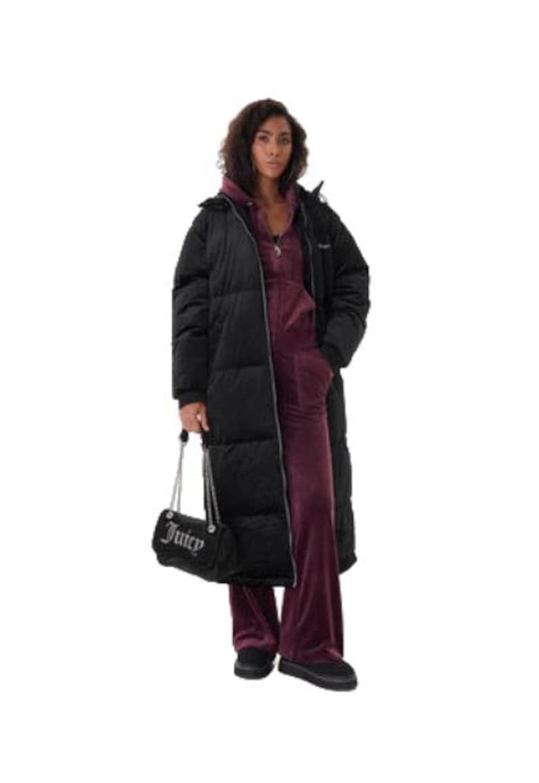 Geaca lunga dama Century - sintetic/textil - negru