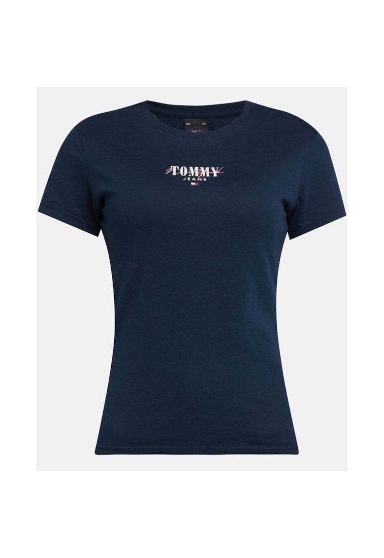 Tricou Dama - Decolteu la baza gatului - Bumbac - Logo Printat 2382 - Albastru inchis