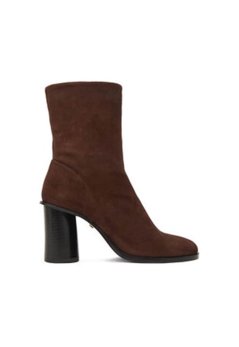 Botine dama - maro - piele naturala - cu fermoar - rotund