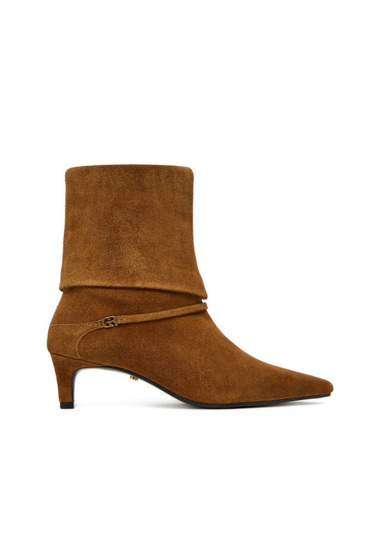 Botine dama slip-on - piele naturala - Maro
