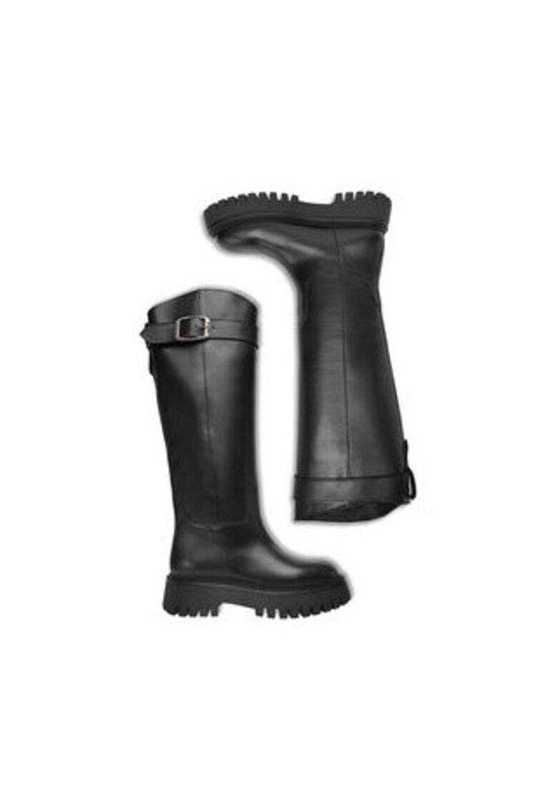 Cizme dama - slip-on - piele naturala - negru -