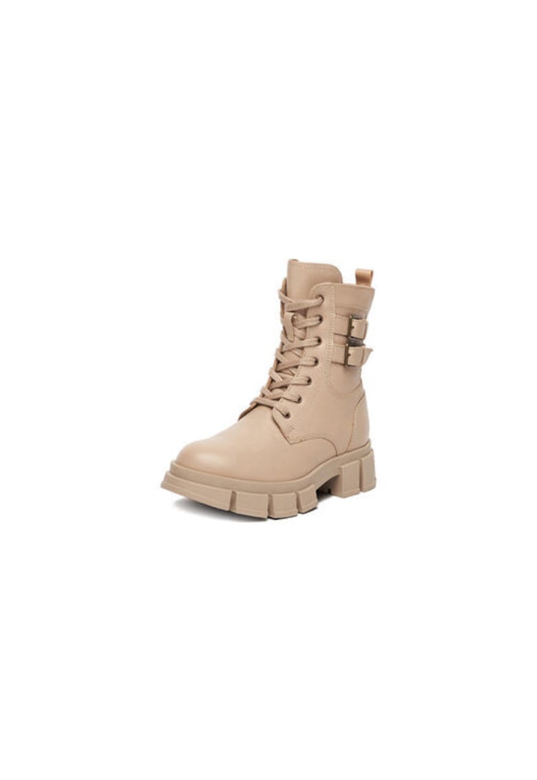 Ghete copii EO-CI12-9092-07 - bej - piele naturala - cu fermoar
