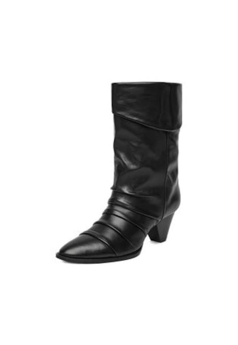 Cizme dama piele naturala - varf ascutit - negru