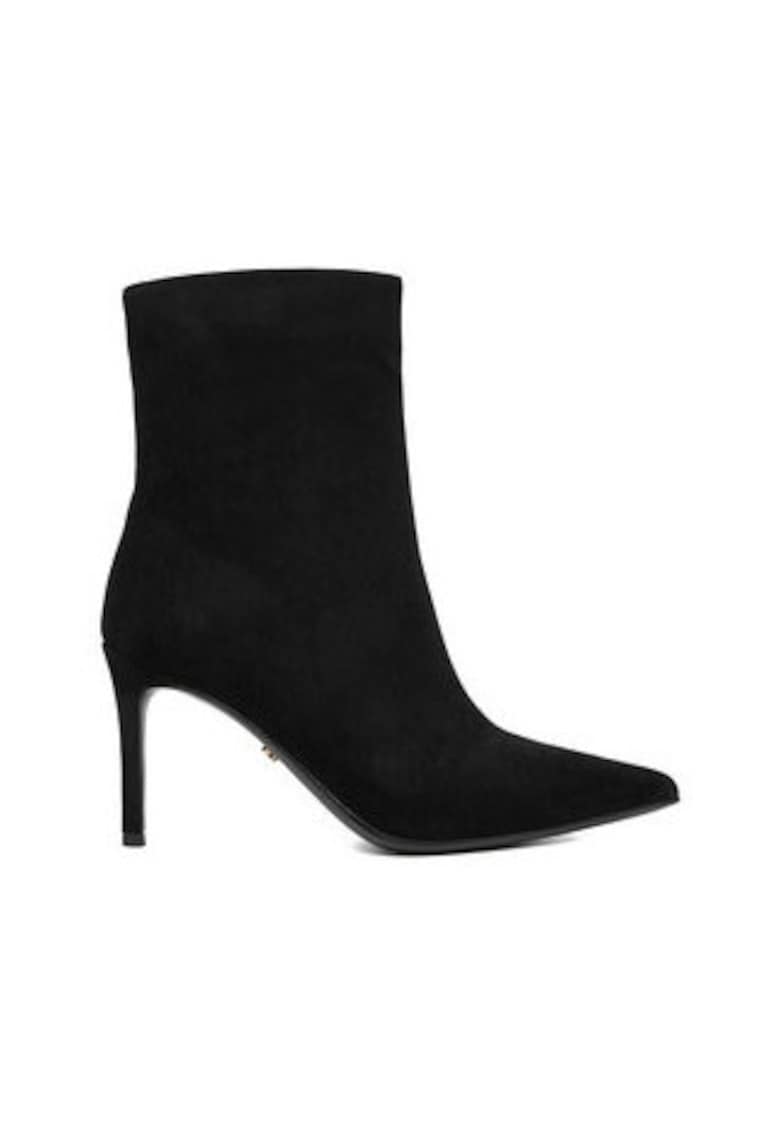 Botine dama - piele naturala - negru - varf ascutit