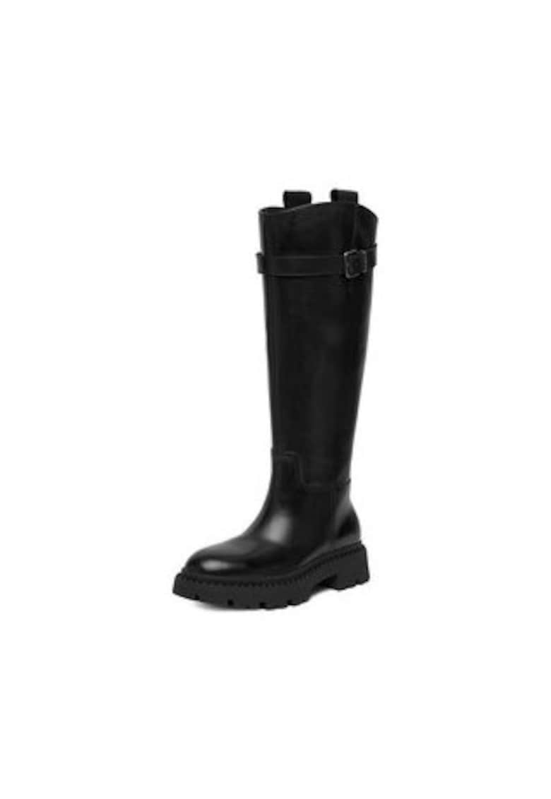 Cizme dama negru - piele naturala - slip-on - benzi elastice