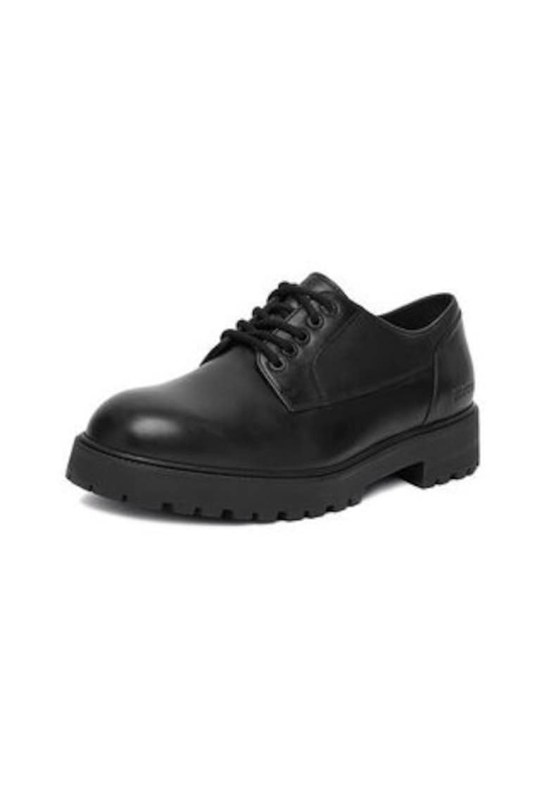 Pantofi barbati model EO-ANTON-01 - piele naturala - negru - sireturi rotunde